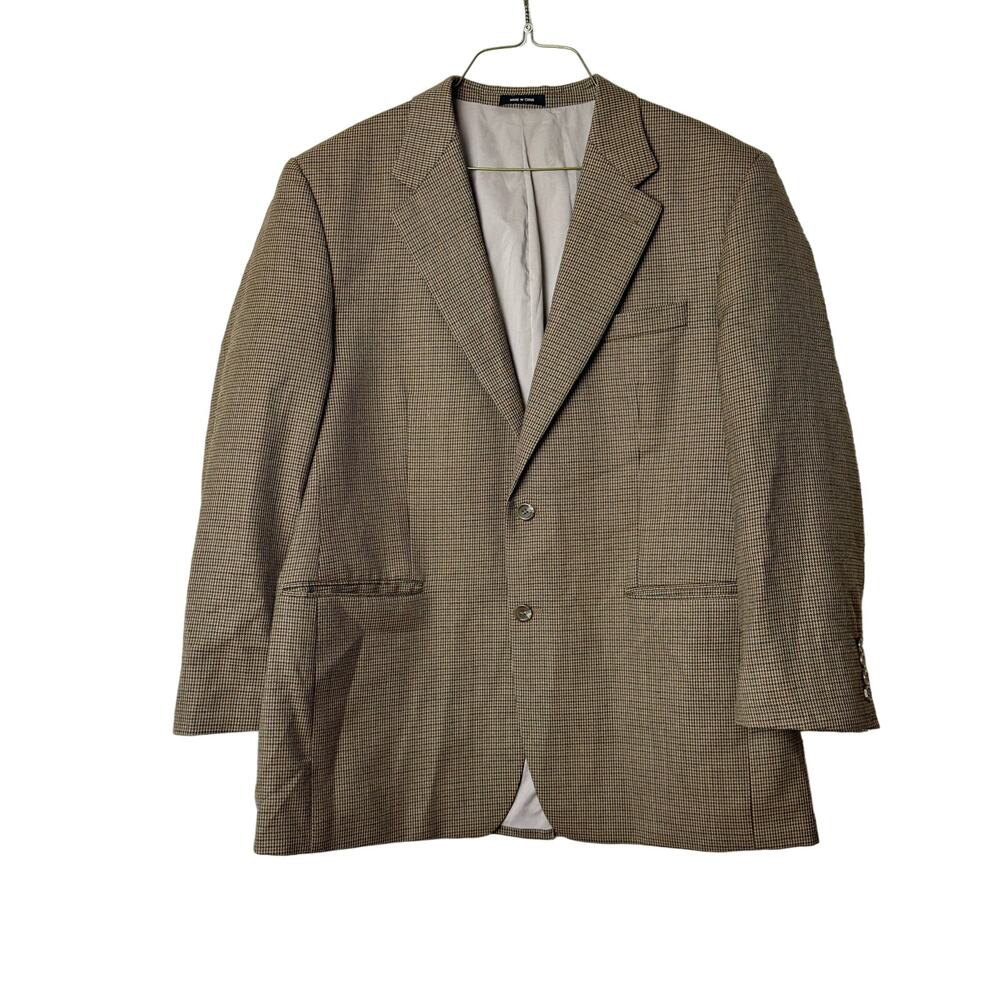 Lauren Ralph Lauren Brown Tan Houndstooth‎ Men's Wool Sport Coat Blazer Size 42R
